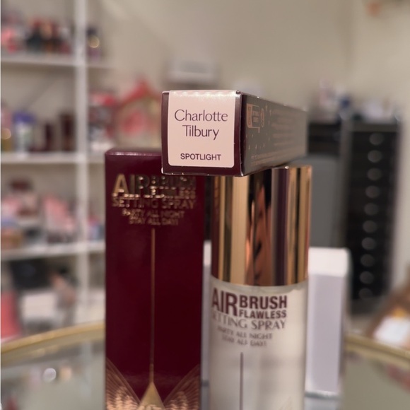 Mini Airbrush Flawless Setting Spray Duo Gift Set  Charlotte Tilbury Airbrush Flawless Setting Spray with Red and Gold Accents